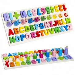 Dřevěné puzzle s abecedou a čísly