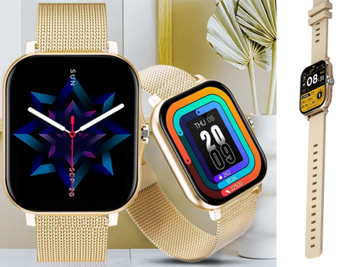 Chytré hodinky smartwatch s bluetooth - Barva: Zlatá