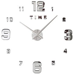 Nástěnné hodiny 3D stříbrné 130cm