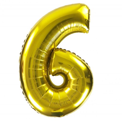 Fóliový balónik slim číslo 6 zlatý - 100cm