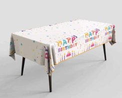 Obrus Happy Birthday ružový 137x183cm