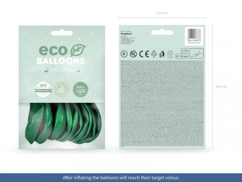 Latexové balóniky metalické Eco - zelené 10ks 30cm