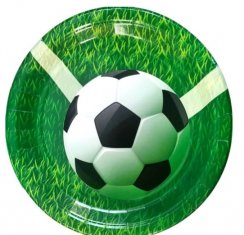 Papírové talířky na oslavu Fotbalový míč 6ks 17,5cm