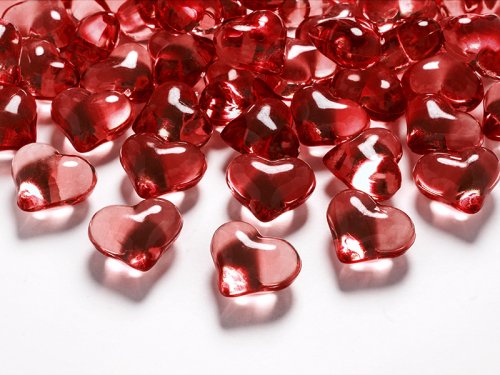Konfety kryštálové srdce červené 21 mm