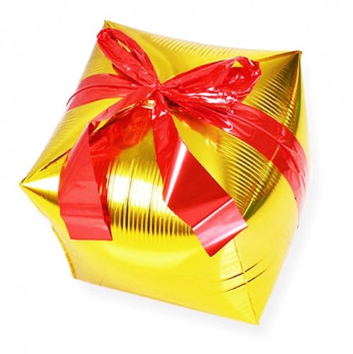 Fóliový balónek zlatý dárek 46x46x46cm