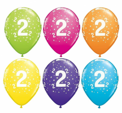 Latexové balónky s číslem 2 - pastelové barvy 6ks