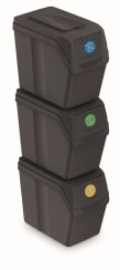 Súprava 3 odpadkových košov SORTIBOX I antracit, objem 3x20L