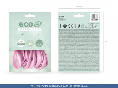 Latexové balóniky metalické Eco - ružové 10ks 30cm