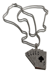 Řetízek Karty stříbrná barva