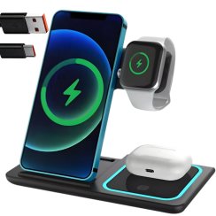 Rychlá bezdrátová indukční nabíječka pro hodinky, telefon a sluchátka 3 v 1