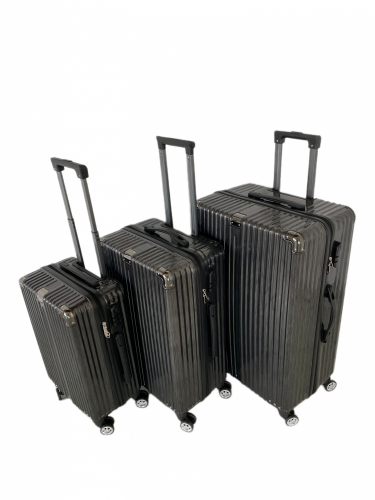 Sada cestovních zavazadel metalická černá 3ks