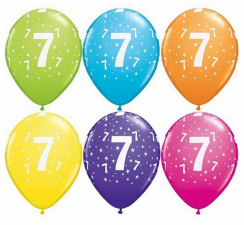 Latexové balónky s číslem 7 - pastelové barvy 6ks