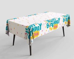 Obrus Happy Birthday modrý 137x183cm
