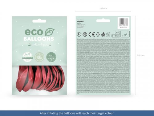 Latexové balóniky metalické Eco - červená 10ks 30cm