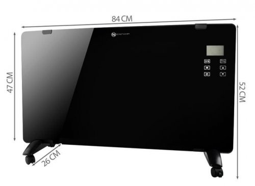 Sklenený konvektor s LCD displejom 2000W čierny