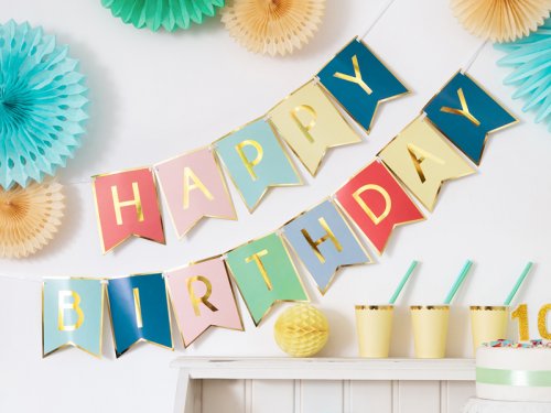Banner Happy Birthday barevný 175cm
