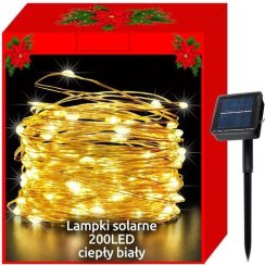 Solární vánoční osvětlení 200 LED teplá bílá 22m