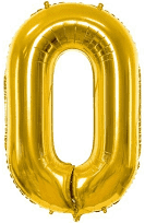Fóliový balónek číslo 0 zlatý - 100cm
