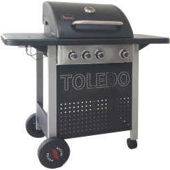 Plynový gril Toledo 400 s dvoudílným smaltovaným roštem a výkonem 9,6 kW. Má 3 hořáky, každý s výkonem 3,2 kW. 