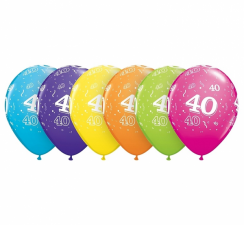 Latexové balónky s číslem 40 - pastelové barvy 6ks