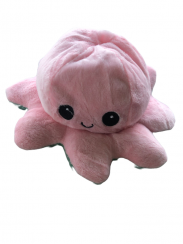 Obojstranná plyšová chobotnice růžová-zelená s meniacim sa výrazom