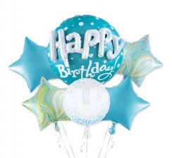 Fóliová sestava balónků Happy Birthday modrá 6ks
