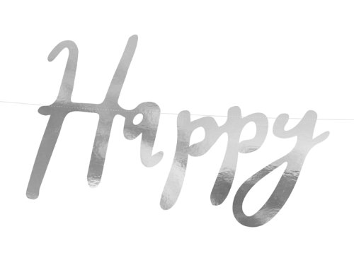 Banner Happy Birthday stříbrný 62cm