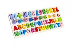 Drevené puzzle s abecedou a číslami