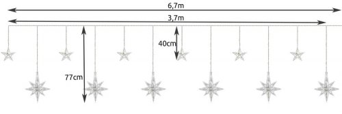 Světelný závěs hvězdy 138 LED studená bílá s dálkovým ovladačem
