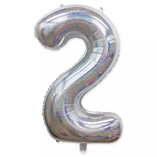 Fóliový balónek slim číslo 2 stříbrný - 100cm