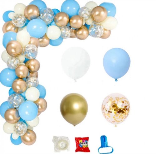 Zostava balónikov girlanda svetlo modrá/zlatá