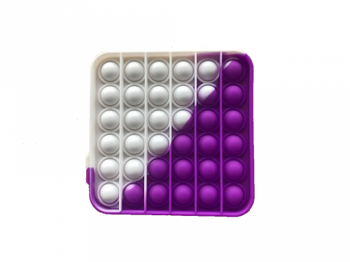 Pop It antistresová hračka čtverec fialovo-bilý