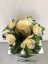 Smuteční kytice z umělých květin květináč - růže žluto/fialové
