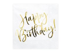 Papírové ubrousky Happy Birthday 20ks bílé