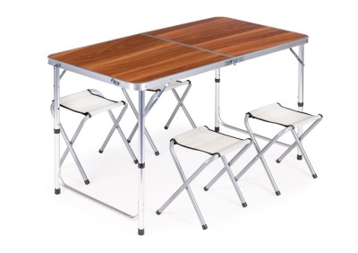 Set skladací turistický stôl a stoličky hnedý