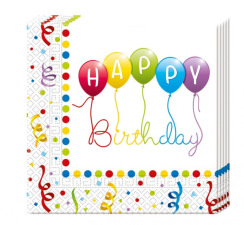 Papierové obrúsky Happy Birthday 20ks