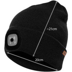Zimná čiapka s baterkou čierna