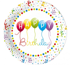 Papierové tanieriky Happy Birthday 8ks 23cm