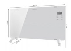 Sklenený konvektor s LCD displejom 2000W biely