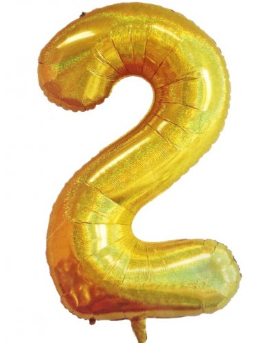Fóliový balónik slim číslo 2 zlatý - 100cm