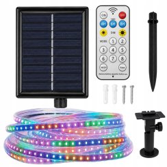 Vodotesná rgb ľad páska 10 m - solárne napájanie