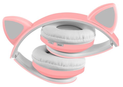 Bezdrôtové slúchadlá s mačacími ušami ružová