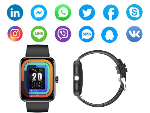 Chytré hodinky smartwatch s bluetooth - Barva: Černá