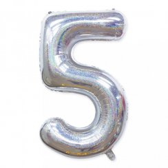 Fóliový balónek slim číslo 5 stříbrný - 100cm