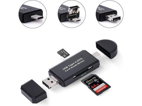 Čtečka karet sd microsd tf usb usb-c micro usb 3v1