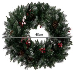 Zasnežený vianočný veniec 45cm