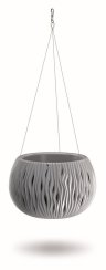 Kvetináč s vkladom a oceľ. lankom SANDY BOWL WS šedý 29cm