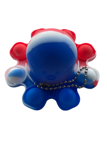 POP IT - přívěsek na klíče Chobotnička (modrá/bílá/červená)