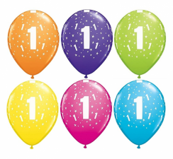 Latexové balónky s číslem 1 - pastelové barvy 6ks