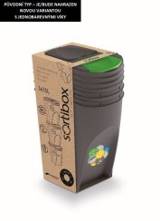Súprava 3 odpadkových košov SORTIBOX antracit, objem 3x35L